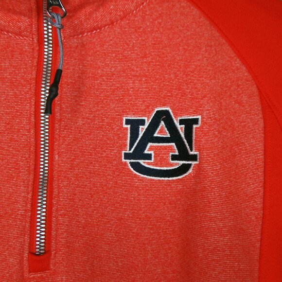 Auburn University AU Under Armour ColdGear Orange & Blue Zip Front Pullover Sz L - Picture 2 of 8